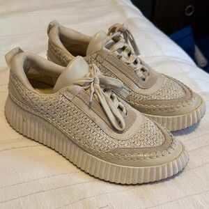 Dolce Vita Cream Textured Knit Sneakers